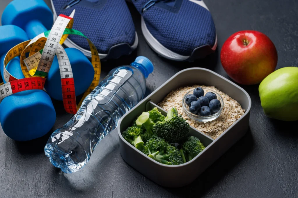 healthy food with exercise equipment 2026 03 17 07 02 49 utc